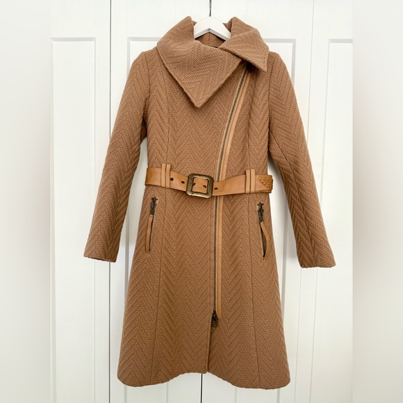 Mackage Wool Tan Belted Coat - Picture 3 of 11